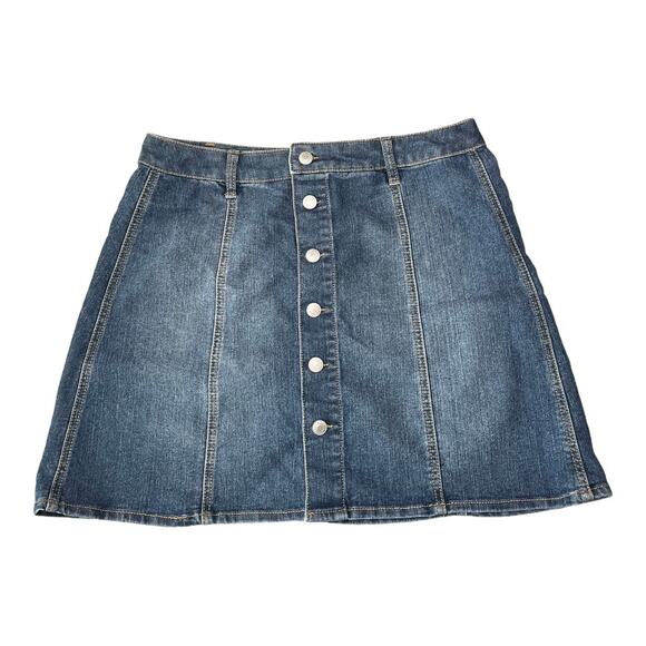 Mossimo button up front blue denim jean mini skirt size 12 - Picture 1 of 3